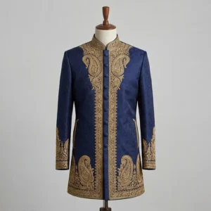 Royal Embroidered Sherwani (Navy & Gold)